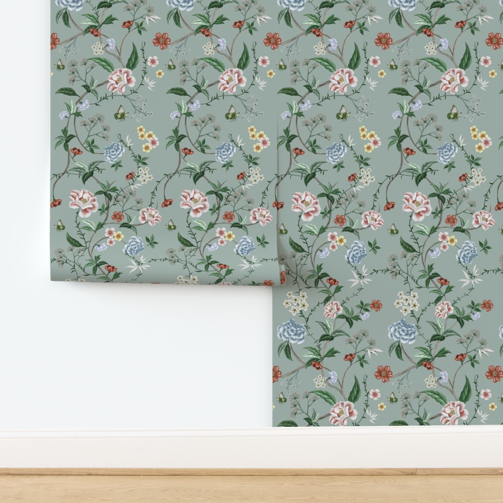 Vintage Chinoiserie Regency wallpaper Wallpaper | Spoonflower