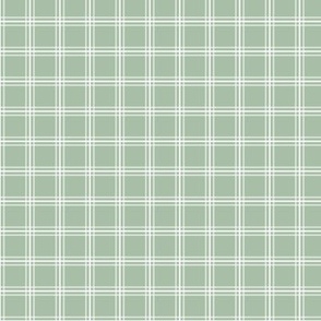 The Simple minimalist series - delicate tartan plaid design scandinavian checker print summer white on sage green SMALL