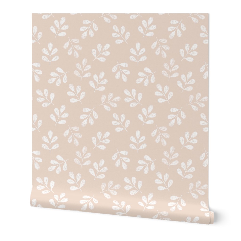 Blush - Medium Scale Ditsy - Textured Leaves - Blender