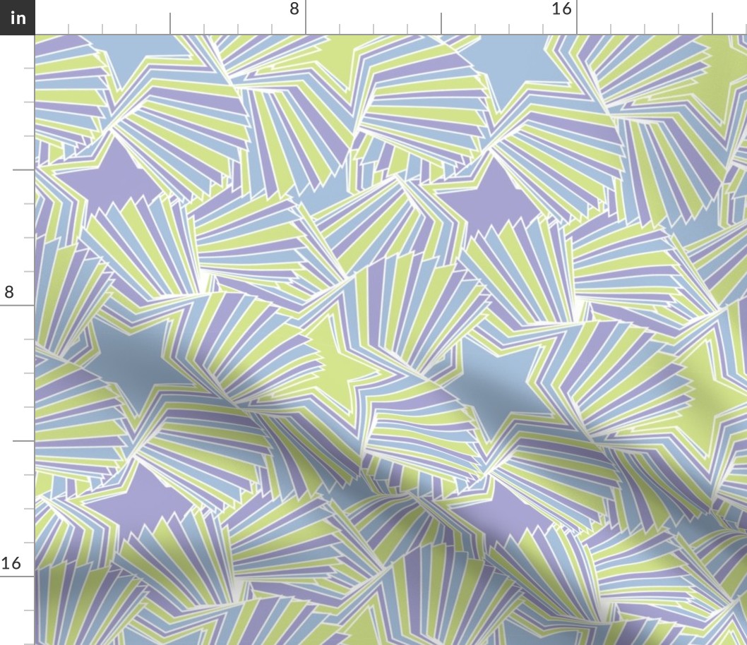 Pastel Star Rainbows - blue, green, purple pattern