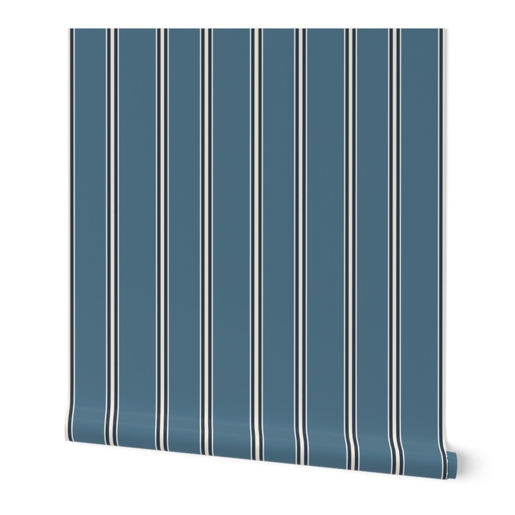 Stripe - 1 thick + 2 thin - Inky Blue + Naval + Alabaster White