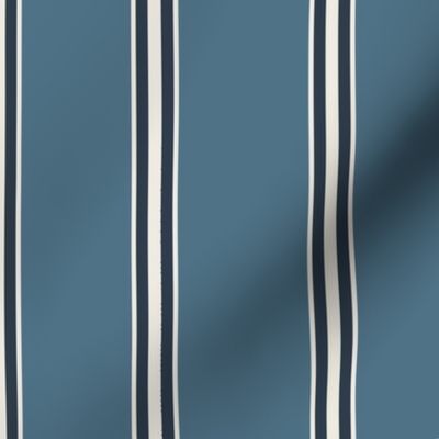 Stripe - 1 thick + 2 thin - Inky Blue + Naval + Alabaster White