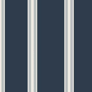 Stripes - 1 thin + 2 thin - Naval + Samovar Silver + Alabaster White