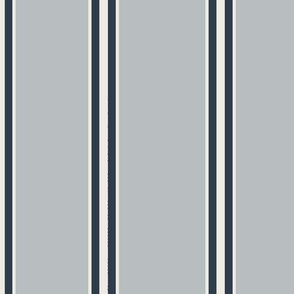 Stripes -1 thick + 2 thin - Samovar Silver + Naval + Alabaster White