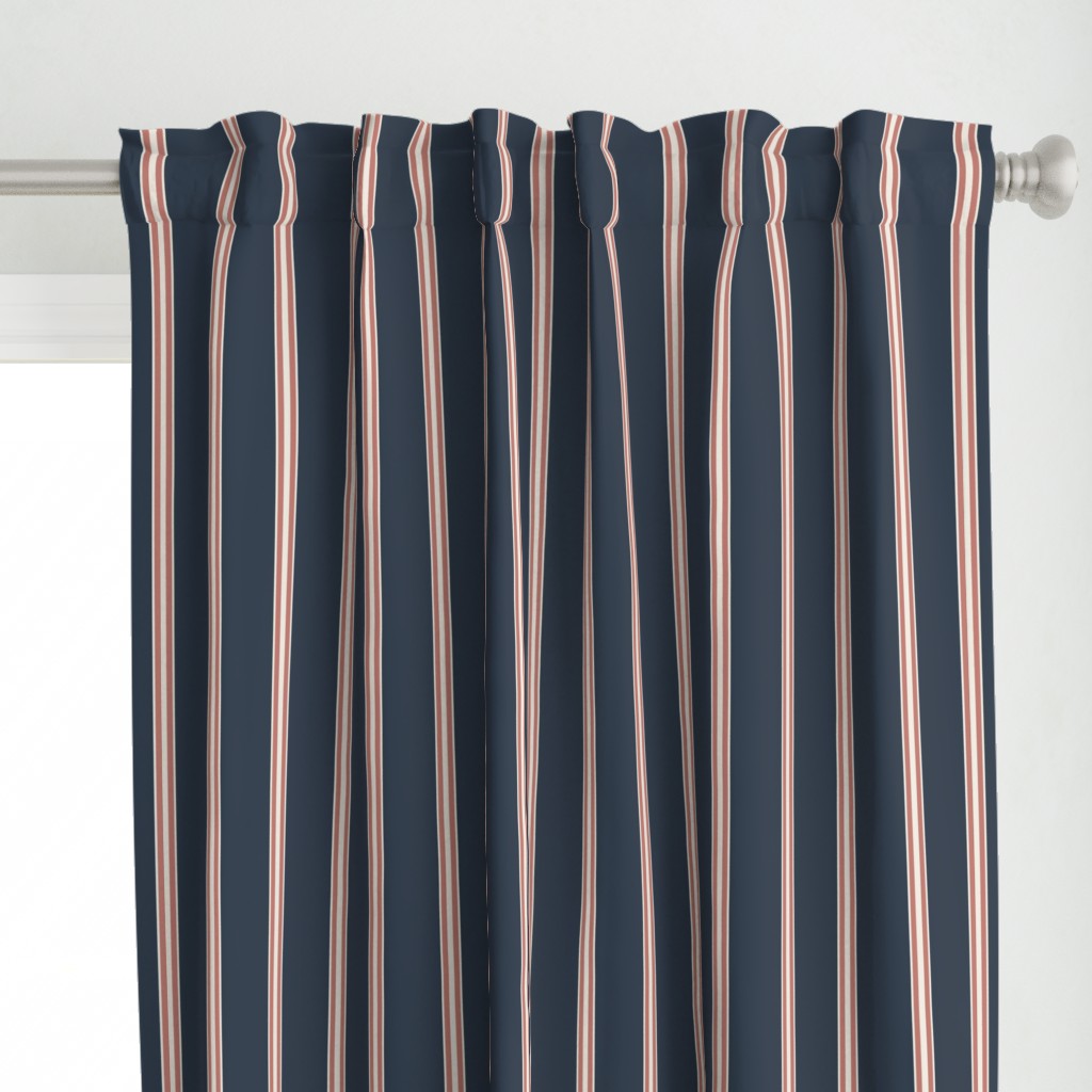 Stripes - Thick + Thin - Naval-Blue, Rose-Tan + Alabaster White