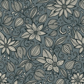 tangled botanical - grey background