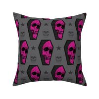 Creepy Skull Coffin Glam Grunge Pink Spooky Halloween