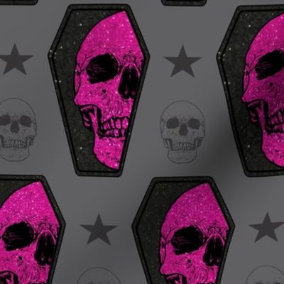 Creepy Skull Coffin Glam Grunge Pink Spooky Halloween