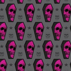 Creepy Skull Coffin Glam Grunge Pink Spooky Halloween