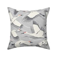 Majestic Migration Cranes Gray Large Scale