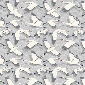 Majestic Migration Cranes Gray Small Scale