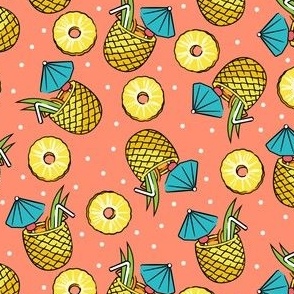 Pineapple Cocktails - coral/teal - summer - LAD22