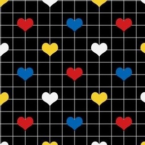 Smaller Scale - Lovecore Heart Grid in Black + Primary