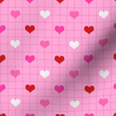 Smaller Scale - Lovecore Heart Grid in Pink + Multi