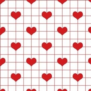 Smaller Scale - Lovecore Heart Grid in White + Red