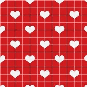 Smaller Scale - Lovecore Heart Grid in Red + White