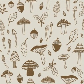 Sketched Mushrooms - Cream