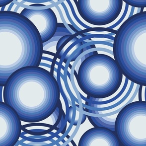 70's Swirly Whirly Dots in Tonal Dusty Blue