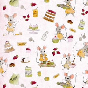 Baking Mice Teamwork-on pink (large scale)