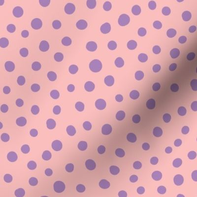 Hand-drawn spots - purple on pink - Fancy Garden Tea Party coordinate - large