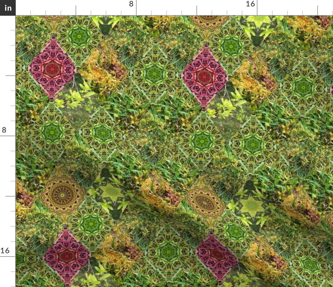 grassy patchwork weave