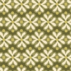 Retro 70's Floral Tile in Avocado Green