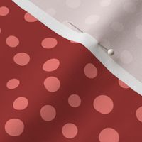 Hand-drawn spots - orange on red - Fancy Garden Tea Party coordinate - large