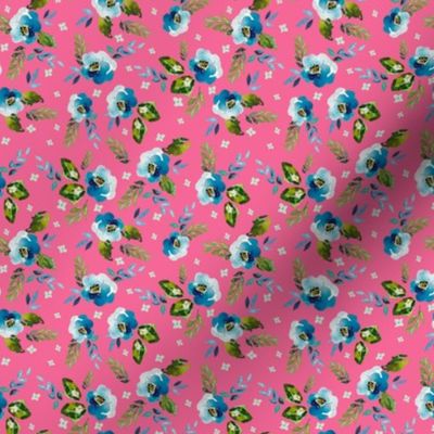 Felicity Blue Florals Pink Back