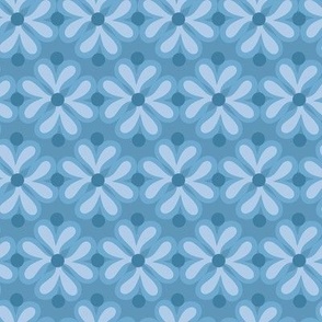 Retro 70's Floral Tile in Dusty Cottagecore Blue