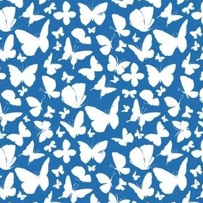 Butterflies Silhouette in Blue and White