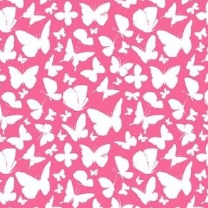 Butterflies Silhouette in Pink and White