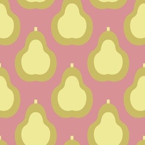 Simply Retro Scandi Pears in Avocado Green + Dusty Guava Mauve