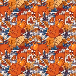 Cute fox autumn pattern