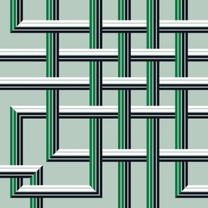 geo 83 lattice square in art deco green, black,white on soft light green 100