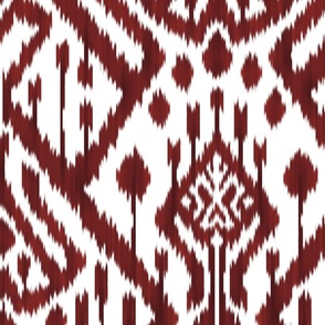 Ikat Deco in dark red and white 24w 50