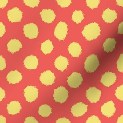 Brushed Polka Dots Buttercup and Coral Large