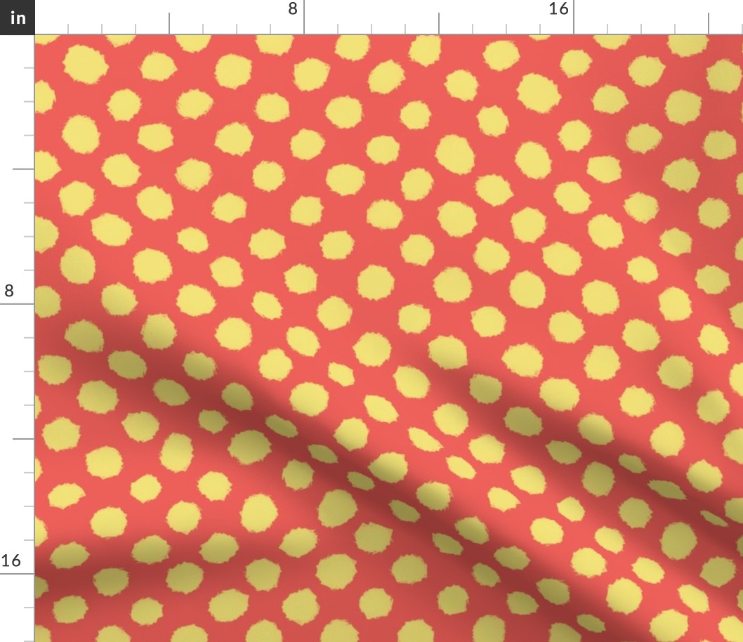 Brushed Polka Dots Buttercup and Coral Large