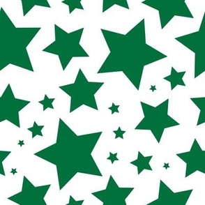Deep green stars on white  (large)