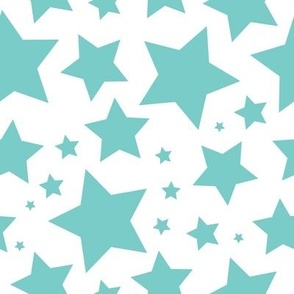 Turquoise stars on white (large)