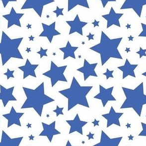 Royal blue stars on white (medium)