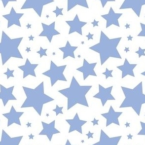 Sky blue stars on white (medium)