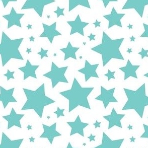 Turquoise stars on white  (medium)