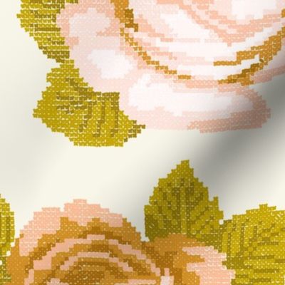 Vintage floral cross-stitch - large