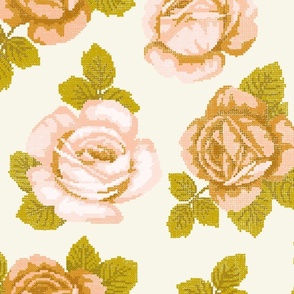 Vintage floral cross-stitch - large