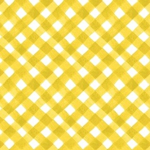 Bias watercolor gingham saffron yellow