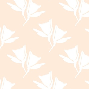 Protea Pirouette - white silhouettes on blush cream, medium to large 