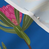 Protea Dance (Ulysses Butterflies) - ocean blue, medium 