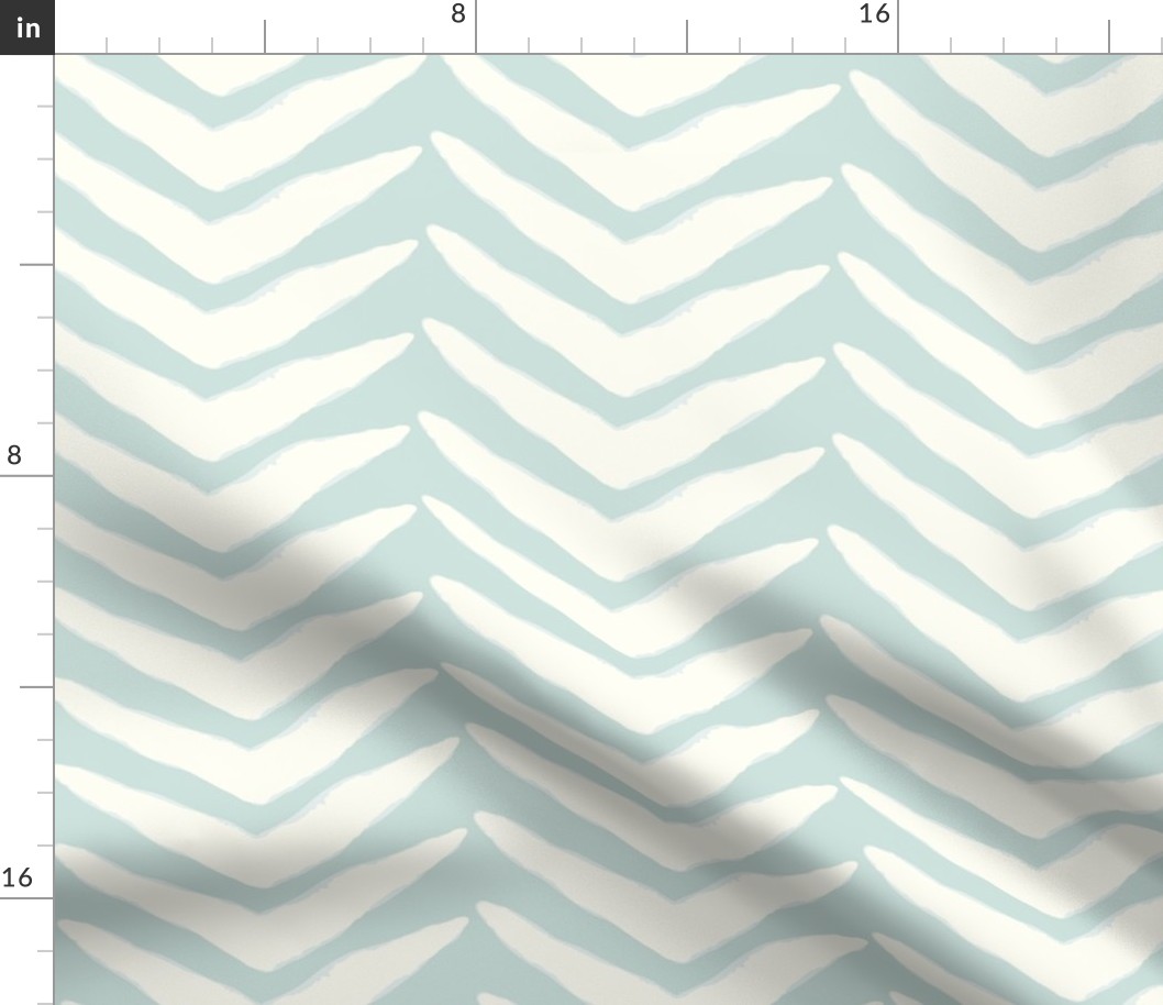 Soft Chevrons Natural on Sea Glass - XL