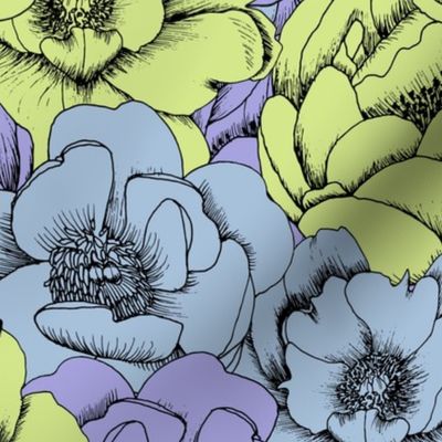 Peony Pastel Comforts - Petal Solids Lilac, Honeydew & Sky Blue