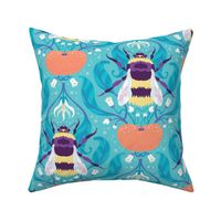 citrus bees in turquoise  {large}
